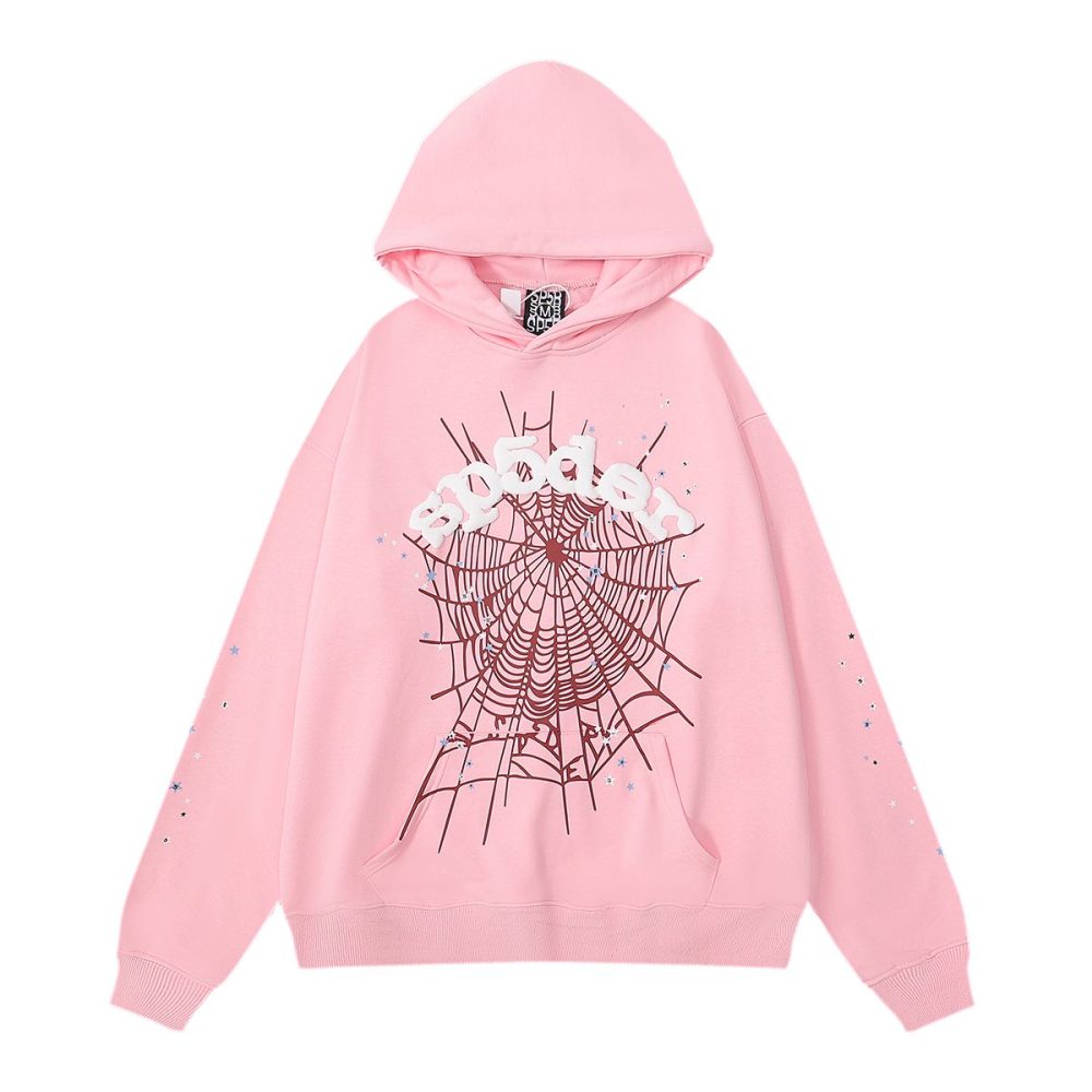 spider sp5der man hoodie pink