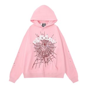 spider sp5der man hoodie pink