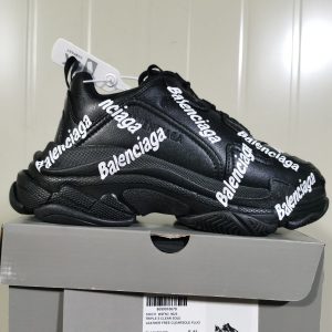 Balenciaga Triple S All Over Logo Black White (Women's)